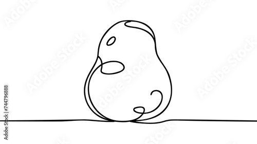 Potatoes vector illustration. One continuous line drawing art illustration with lettering organic potatoes