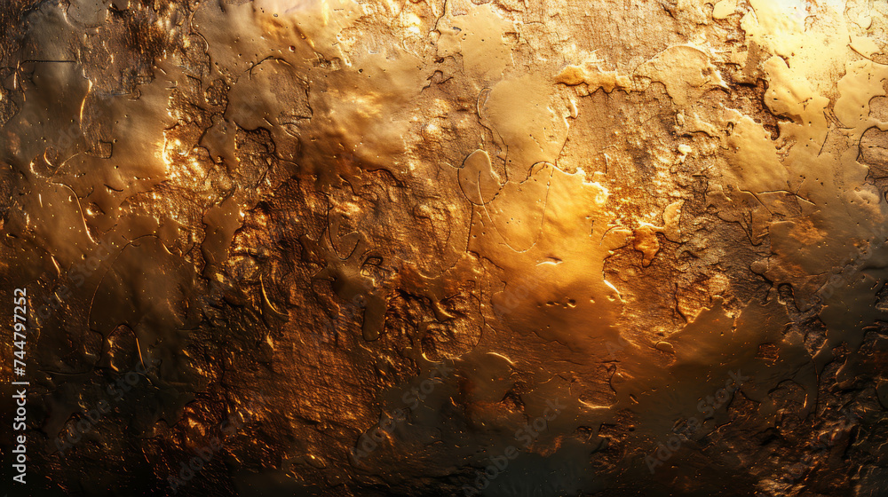 The image shows an up-close, textured golden surface reflecting light to reveal intricate natural patterns and luxurious feel The image shows an up-close, textured golden surface reflecting light to reveal intricate natural patterns and luxurious feel
