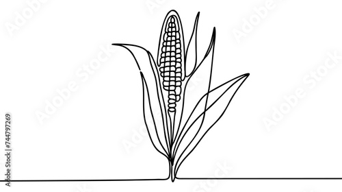One continuous single drawing line art doodle food, illustration, corn, natural, maize.