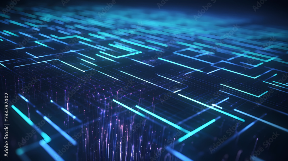 Obraz premium Cyberspace grid, big data and cybersecurity, blockchain and abstract technology background