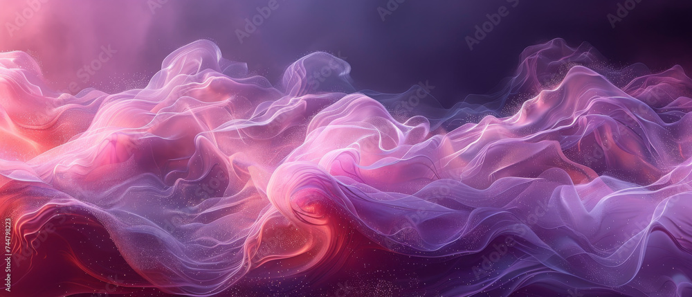 Abstract Painting of Pink and Purple Waves