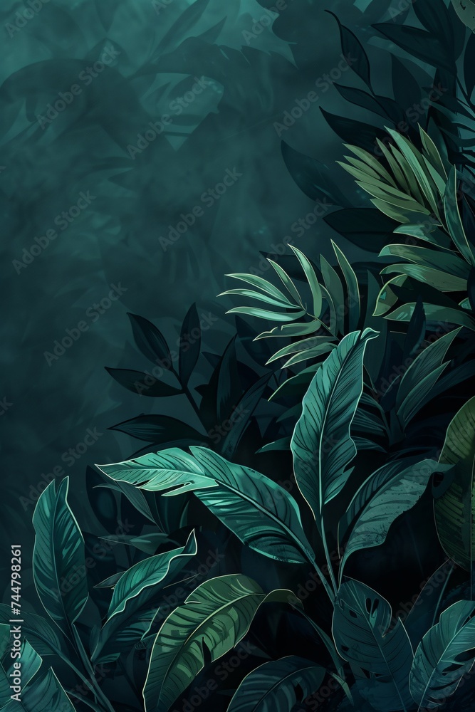 dark background with green leafy background dark background with green leafy background