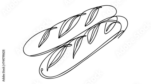 One continuous line drawing of long loaf bread.