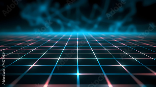 Abstract vector landscape background, cyberspace grid 3d technology vector illustration