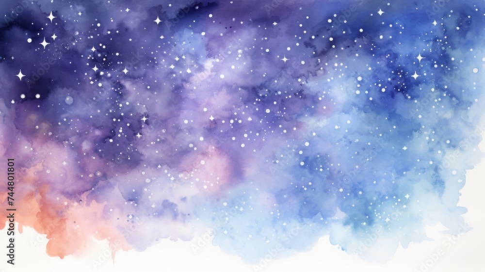Cosmic Watercolor Nebula Texture - A watercolor interpretation of a starry nebula, perfect for backgrounds and space themes