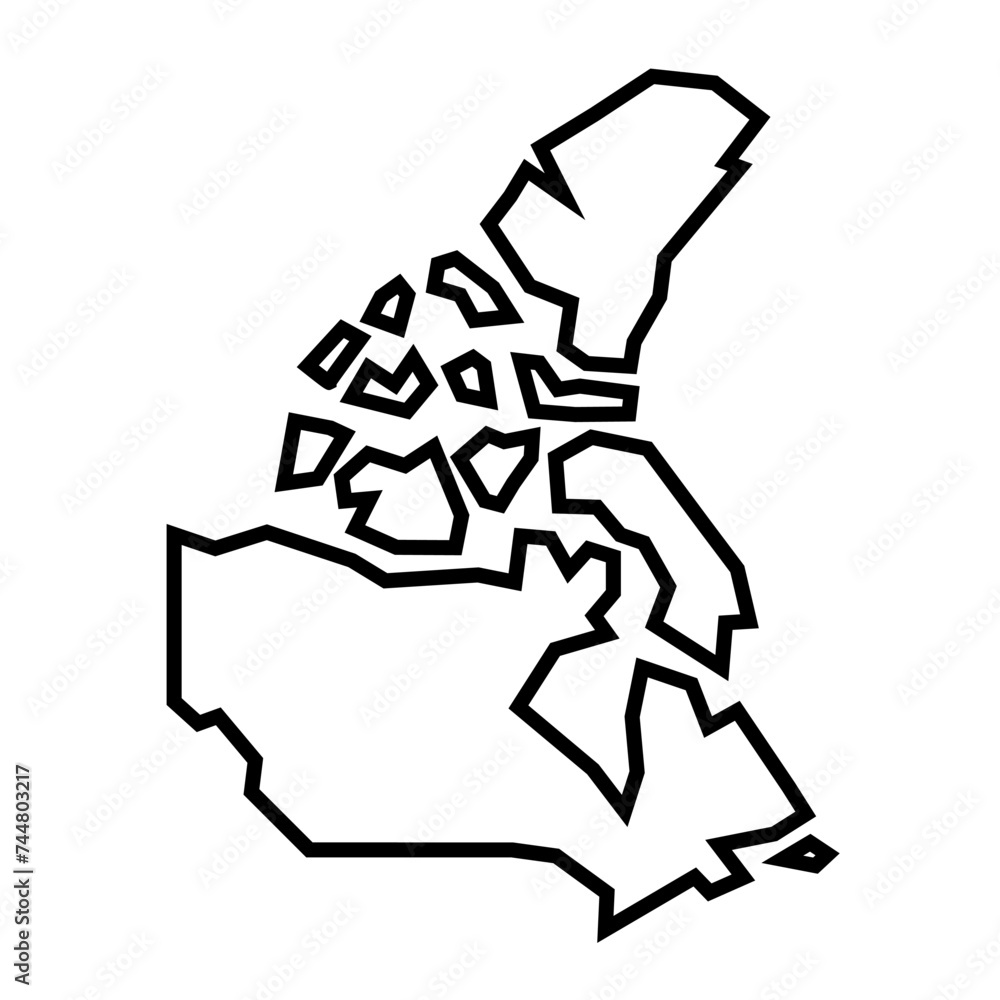 Canada country thick black outline silhouette. Simplified map. Vector icon isolated on white background. Canada country thick black outline silhouette. Simplified map. Vector icon isolated on white background.