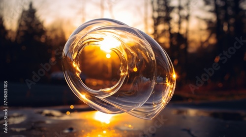 A bubble ring ascends towards the sun photo