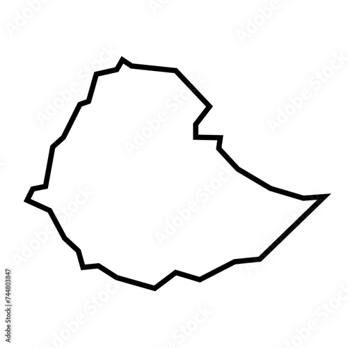 Ethiopia country thick black outline silhouette. Simplified map. Vector icon isolated on white background.