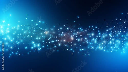 Abstract connected dots on bright blue background. Technology concept