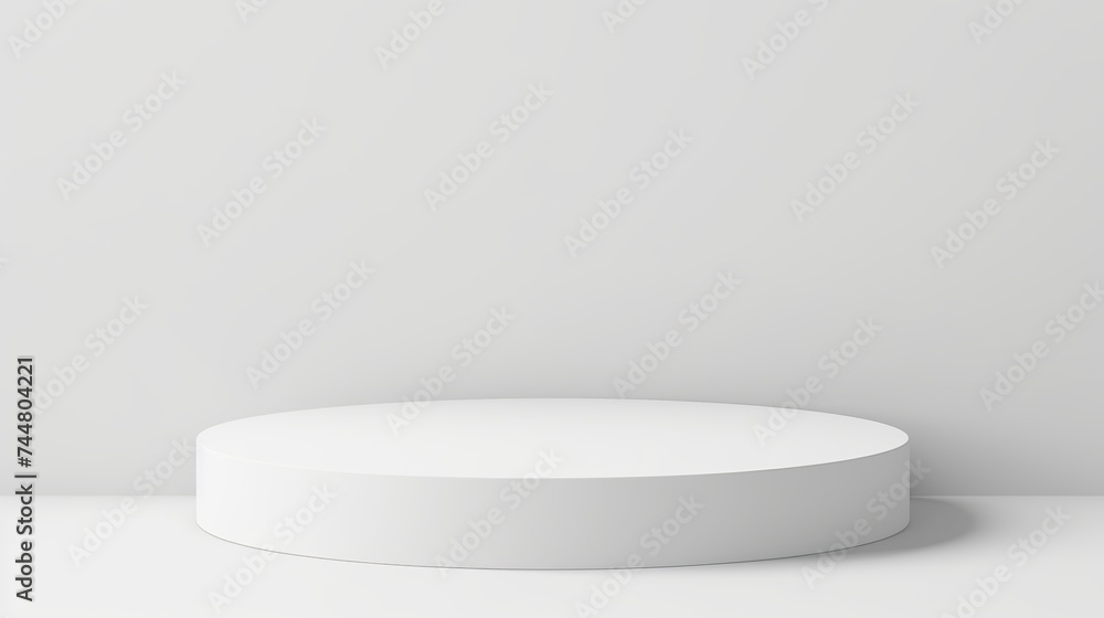 Abstract empty white podium on white background with shadow. Mock up stand for product presentation. 3D Render. Minimal concept. Display product. Banner Abstract empty white podium on white background with shadow. Mock up stand for product presentation. 3D Render. Minimal concept. Display product. Banner