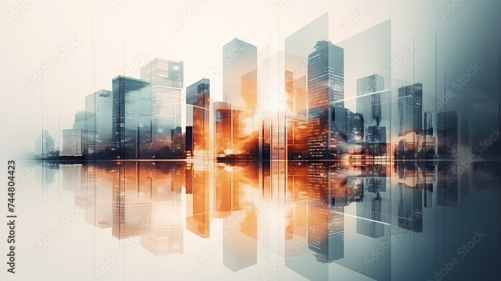 Abstract double exposure background. Architectural forms Abstract double exposure background. Architectural forms