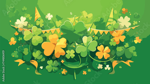 Lucky Beer 4 Leaf Clover Banner Background Vector Art for Design