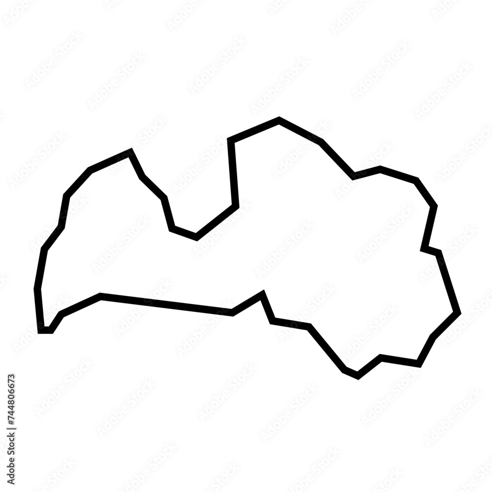 Latvia country thick black outline silhouette. Simplified map. Vector icon isolated on white background. Latvia country thick black outline silhouette. Simplified map. Vector icon isolated on white background.