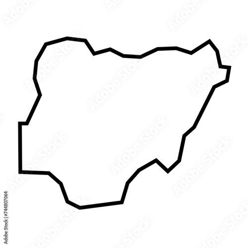 Nigeria country thick black outline silhouette. Simplified map. Vector icon isolated on white background.