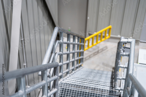 aluminum platform - stairs - handrail - safety in an industrial facility photo