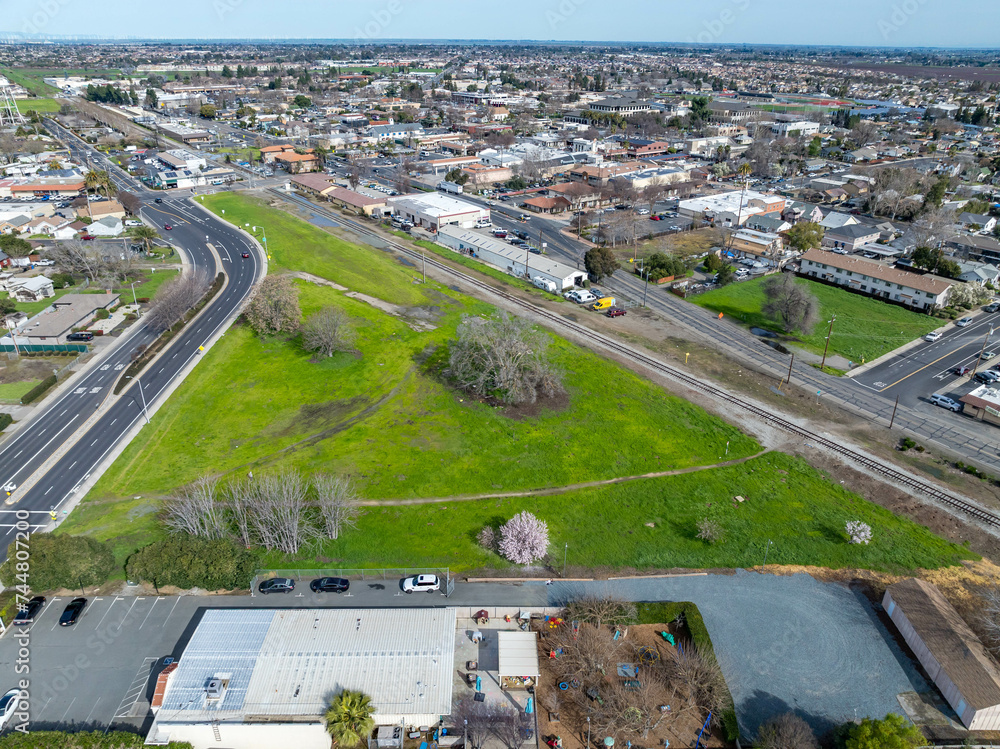 Drone photos over vacant land in a community in a community in northern California. Green space vacant land. Commercial Real Estate Drone photos over vacant land in a community in a community in northern California. Green space vacant land. Commercial Real Estate