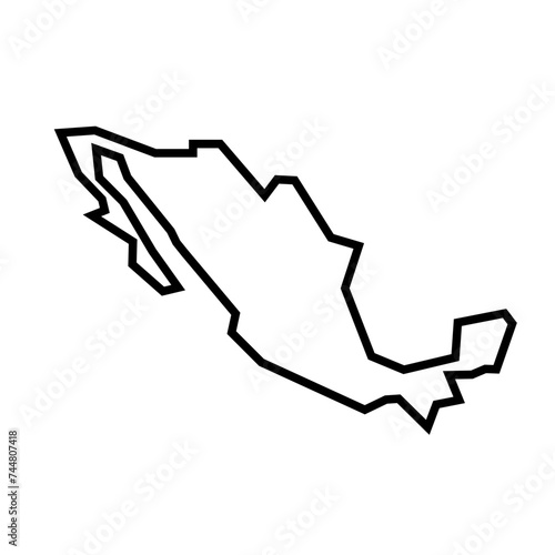 Mexico country thick black outline silhouette. Simplified map. Vector icon isolated on white background.
