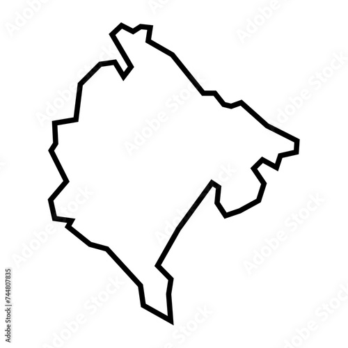 Montenegro country thick black outline silhouette. Simplified map. Vector icon isolated on white background.