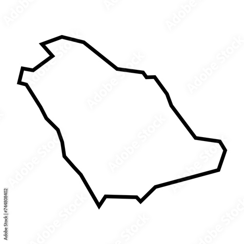 Saudi Arabia country thick black outline silhouette. Simplified map. Vector icon isolated on white background.