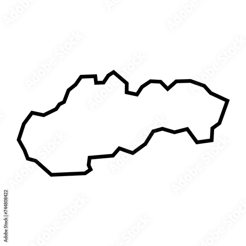 Slovakia country thick black outline silhouette. Simplified map. Vector icon isolated on white background.