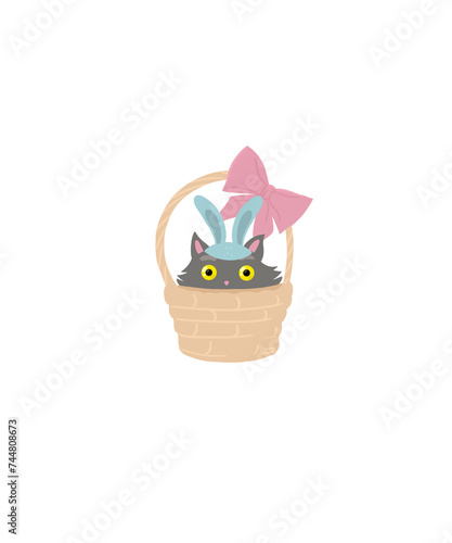 easter bunny cat in a basket