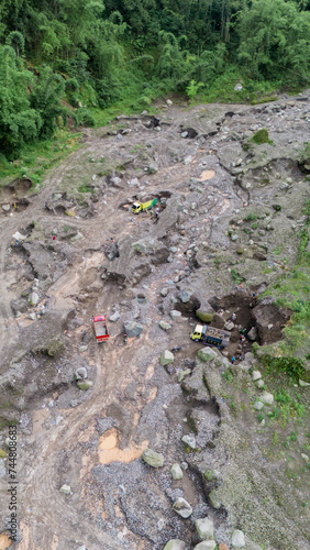 Wallpaper Mural aerial view of sand and stone mining on the slopes of Mount Merapi in Sleman Regency, Yogyakarta Torontodigital.ca