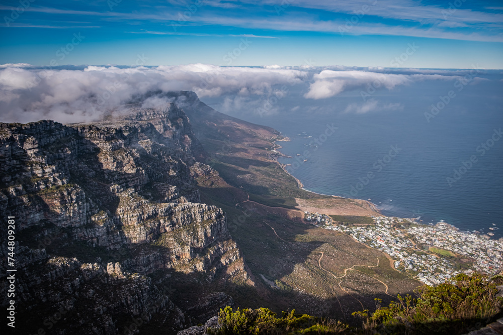 View of the Twelve Apostles hills overlooking Camps Bay in Cape Town, South Africa