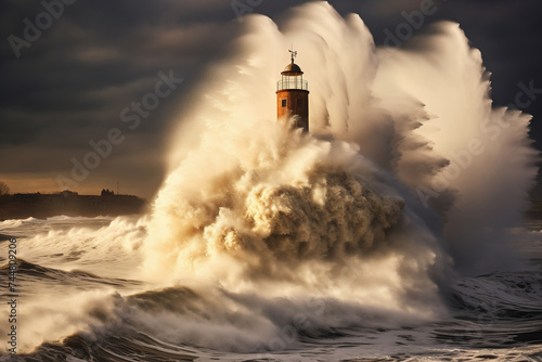 Big stormy wave splash. Porto, Portugal