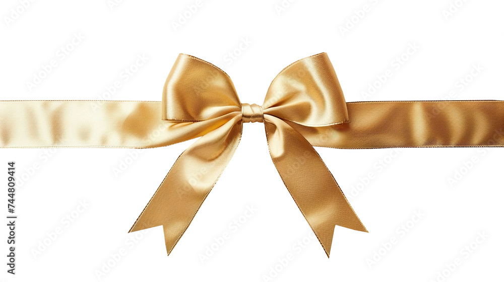 Golden bow with ribbon isolated on white background Golden bow with ribbon isolated on white background