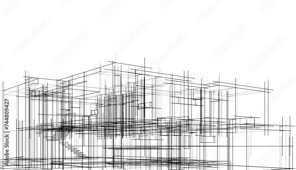 house building sketch architecture 3d illustration house building sketch architecture 3d illustration
