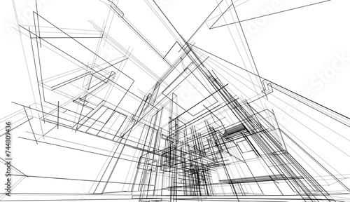 house building sketch architecture 3d illustration