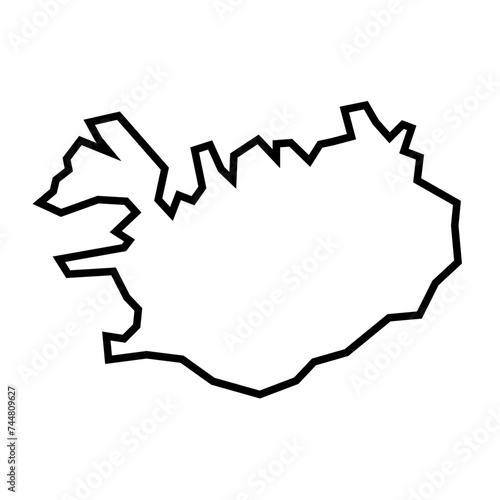 Iceland country thick black outline silhouette. Simplified map. Vector icon isolated on white background.