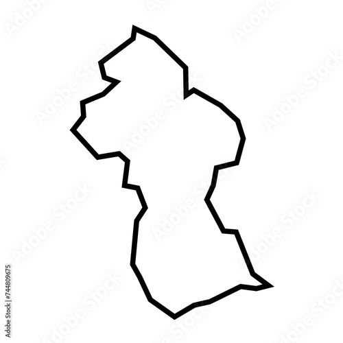 Guyana country thick black outline silhouette. Simplified map. Vector icon isolated on white background.