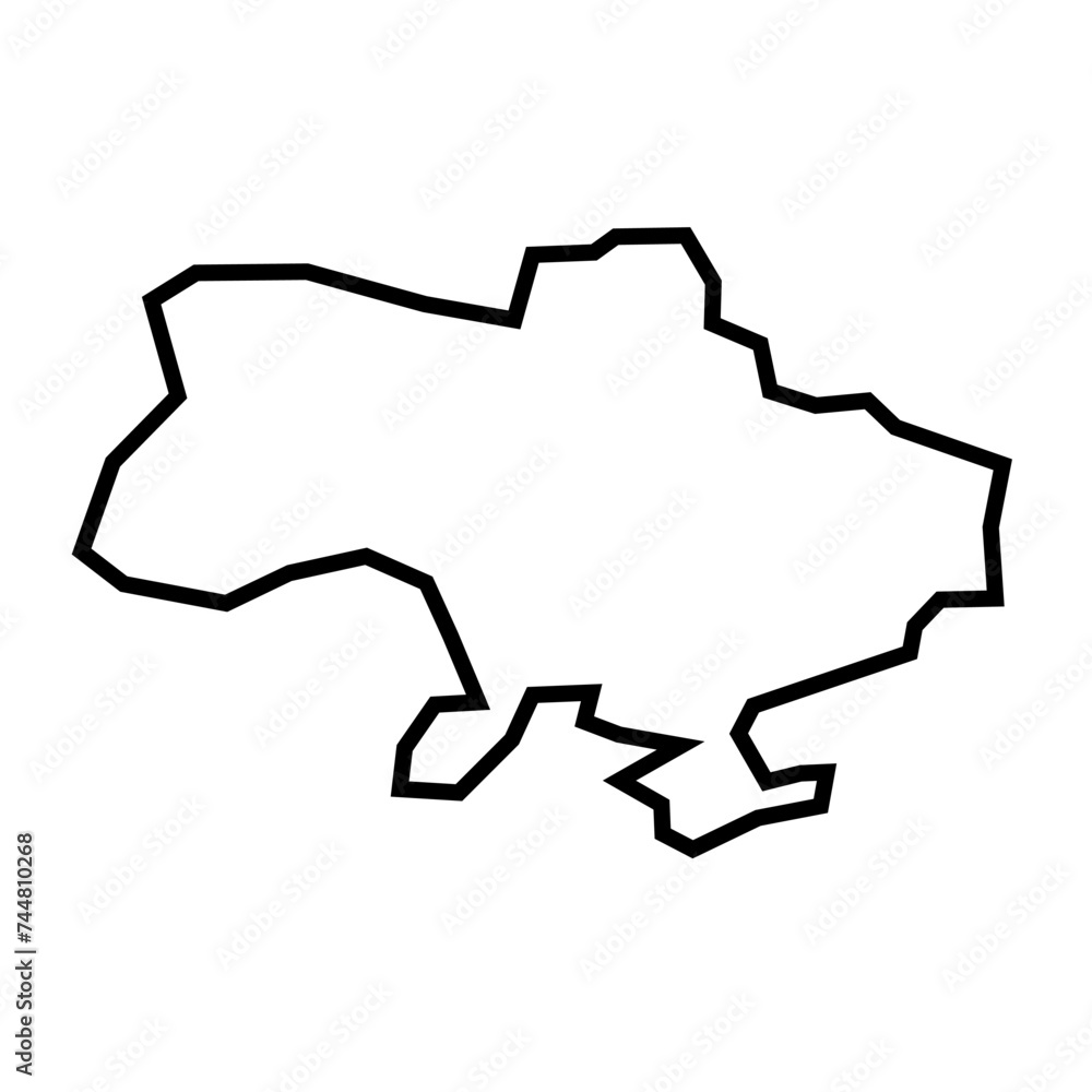 Ukraine country thick black outline silhouette. Simplified map. Vector icon isolated on white background. Ukraine country thick black outline silhouette. Simplified map. Vector icon isolated on white background.