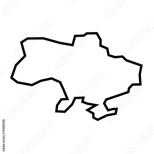 Ukraine country thick black outline silhouette. Simplified map. Vector icon isolated on white background.