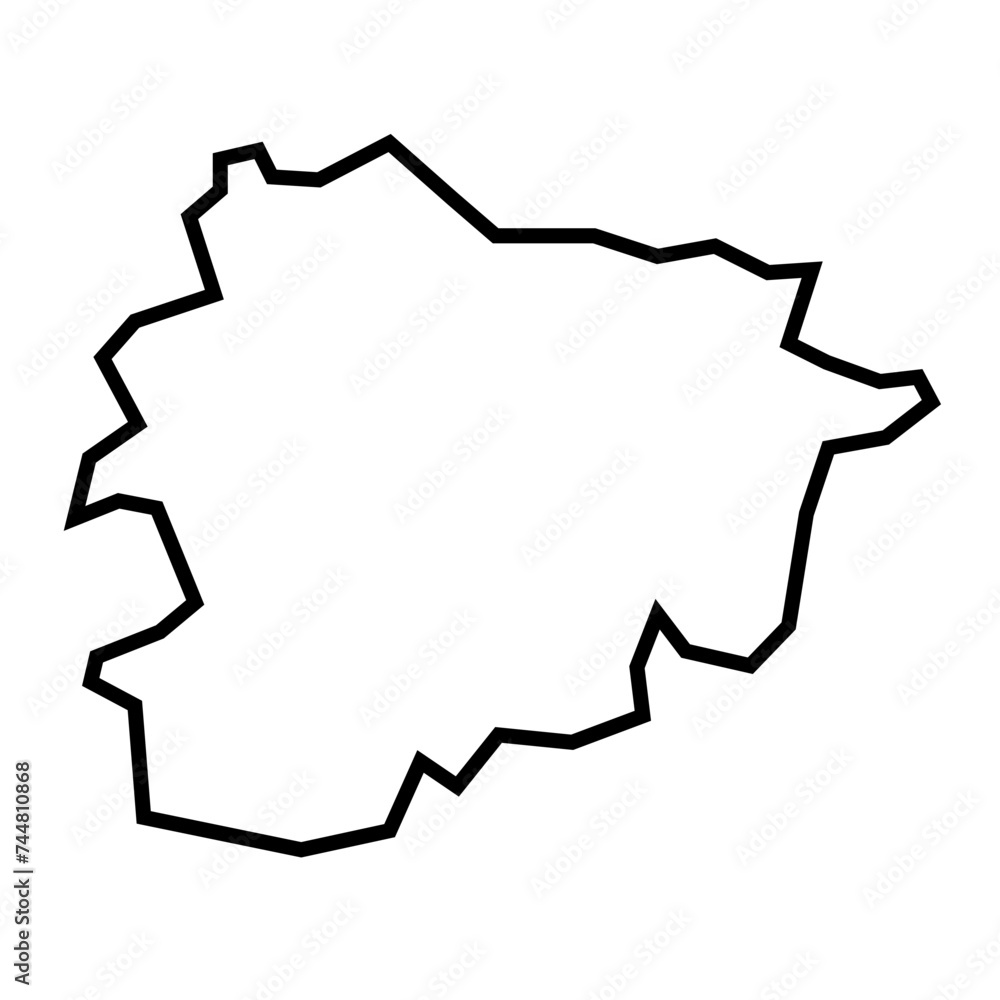 Andorra country thick black outline silhouette. Simplified map. Vector icon isolated on white background. Andorra country thick black outline silhouette. Simplified map. Vector icon isolated on white background.