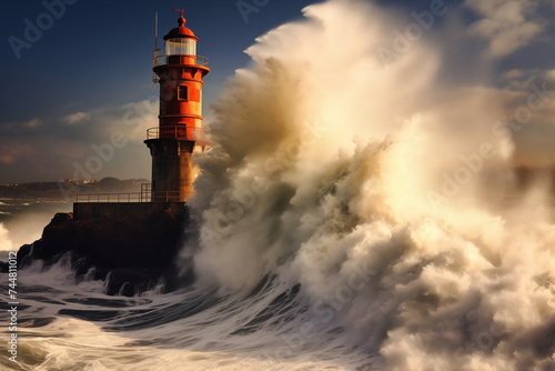 Big stormy wave splash. Porto, Portugal