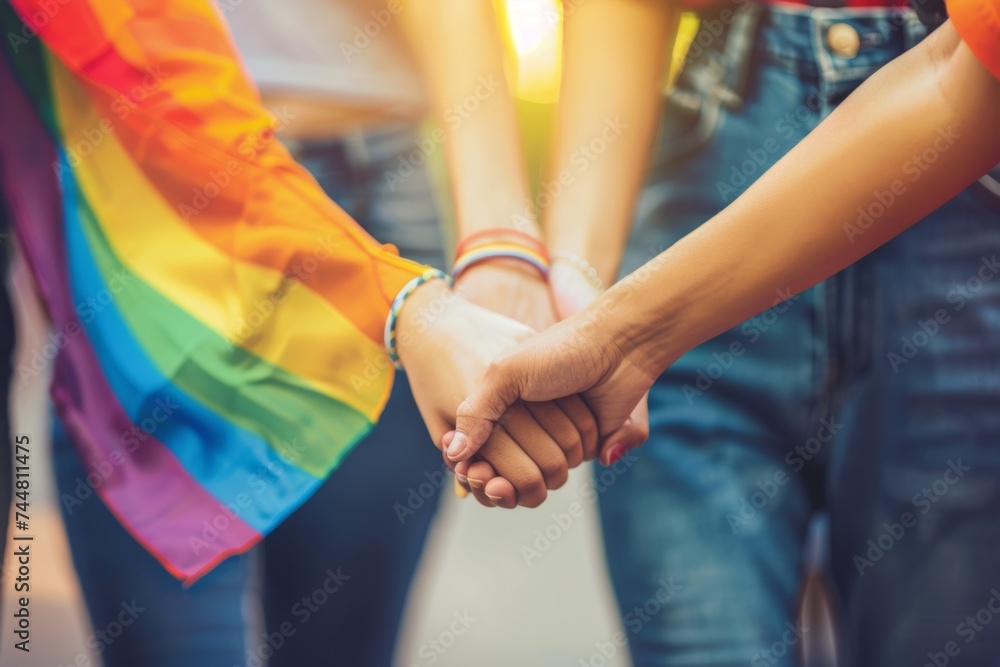 Obraz premium LGBTQ Pride genderfluid. Rainbow value proposition colorful impressionism diversity Flag. Gradient motley colored support LGBT rights parade festival peace education diverse gender illustration