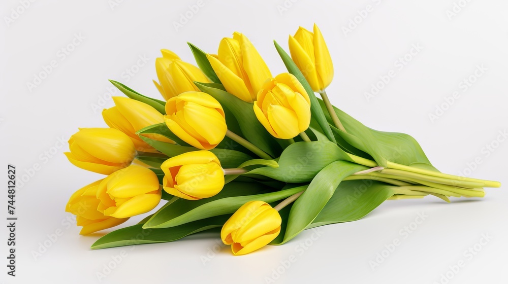 Yellow tulip flowers bouquet isolated on white background Yellow tulip flowers bouquet isolated on white background