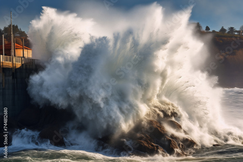 Big stormy wave splash. Porto, Portugal