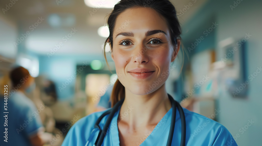 Portrait of a Smiling Professional Nurse in Modern Hospital Ward Portrait of a Smiling Professional Nurse in Modern Hospital Ward