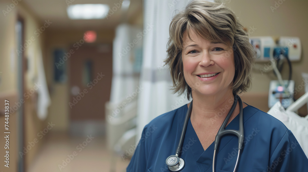 Portrait of a Smiling Professional Nurse in Modern Hospital Ward Portrait of a Smiling Professional Nurse in Modern Hospital Ward