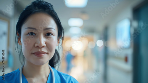 Portrait of a Smiling Professional Nurse in Modern Hospital Ward