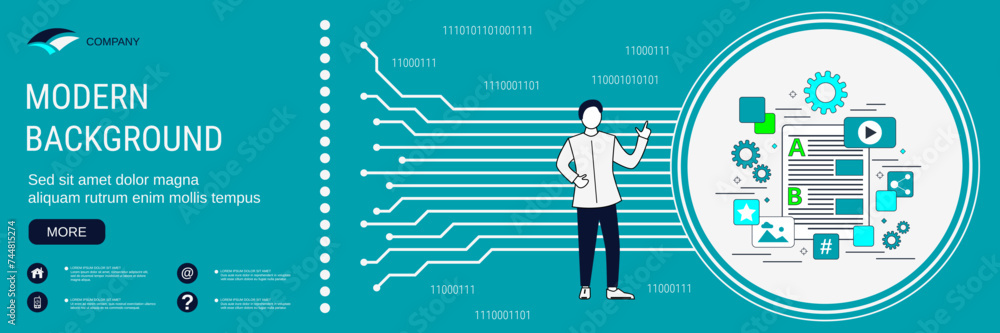 Digital technology banner vector design template. Web publication, internet blogging concept Digital technology banner vector design template. Web publication, internet blogging concept