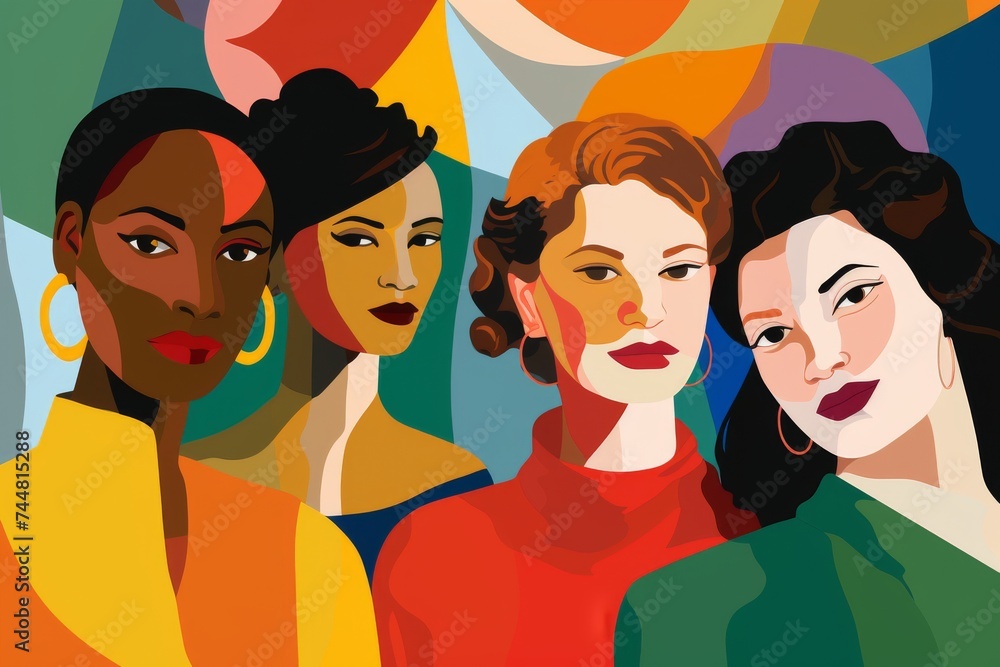 Group of diverse woman in together. Diversity, equality, unity and solidarity background. International Woman's Day. Group of diverse woman in together. Diversity, equality, unity and solidarity background. International Woman's Day.