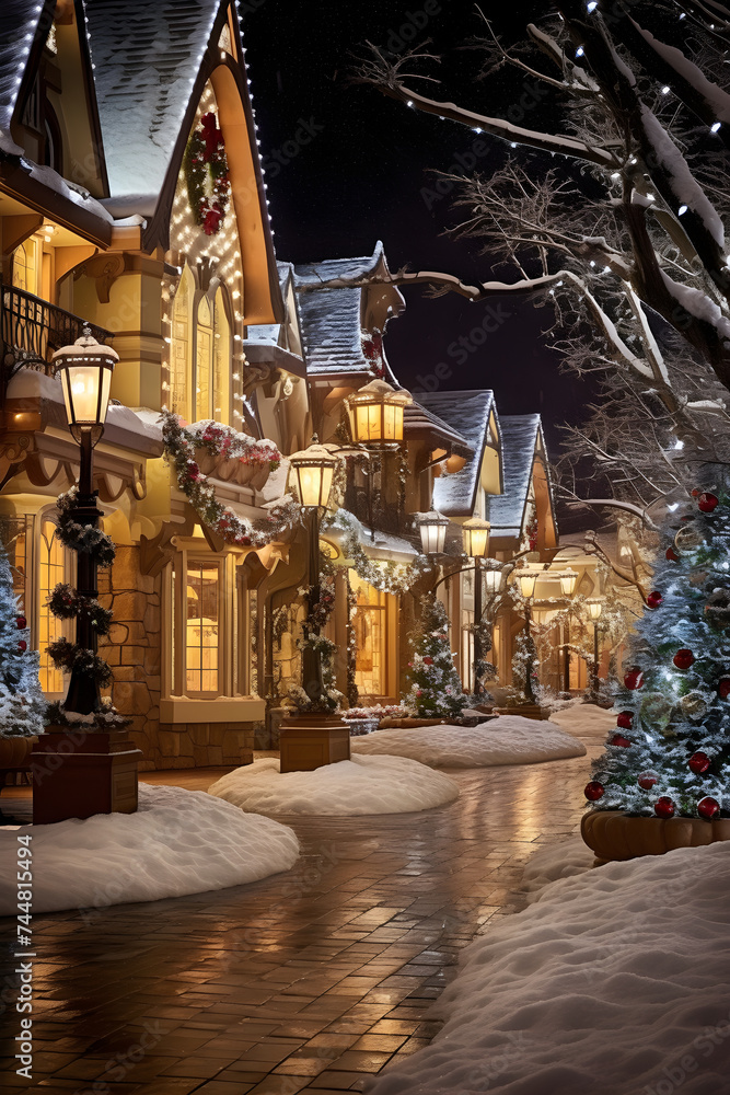 Lush Christmas Decorations Illuminating the Grand Village: A Spectacular Holiday Treat in the Heart of Winter