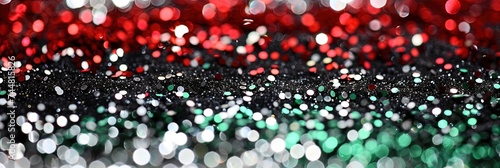 Abstract Glitter flag design in White, black, red, green for Iraq, Ethiopia, Ghana, Jordan, Kenya, Kuwait, Libya, Palestine, Sudan, Somaililand, Syrian Arab Republic, United Arab Emirates,  photo