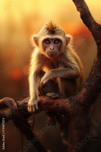 japanese macaque sitting on a tree © Artur
