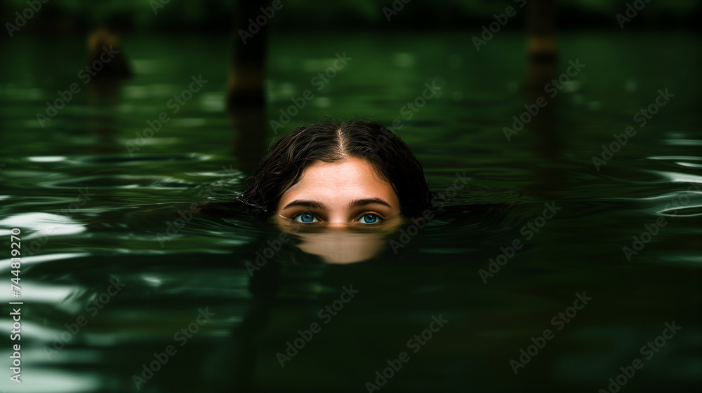 Mysterious Eyes Peering from River