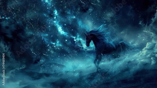 dark unicorn fantasy galaxy art